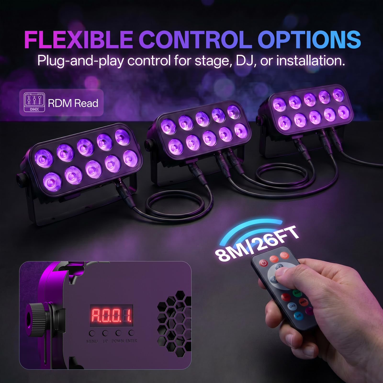 LED Par, 6 Stück 80W 4-in-1 RGBW Bühnenlicht, mit unbegrenzter Farbmischung | Unterstützt Fernbedienung, DMX512 und Sprachsteuerung, geeignet für Partys, Clubs, Bars, Weihnachten