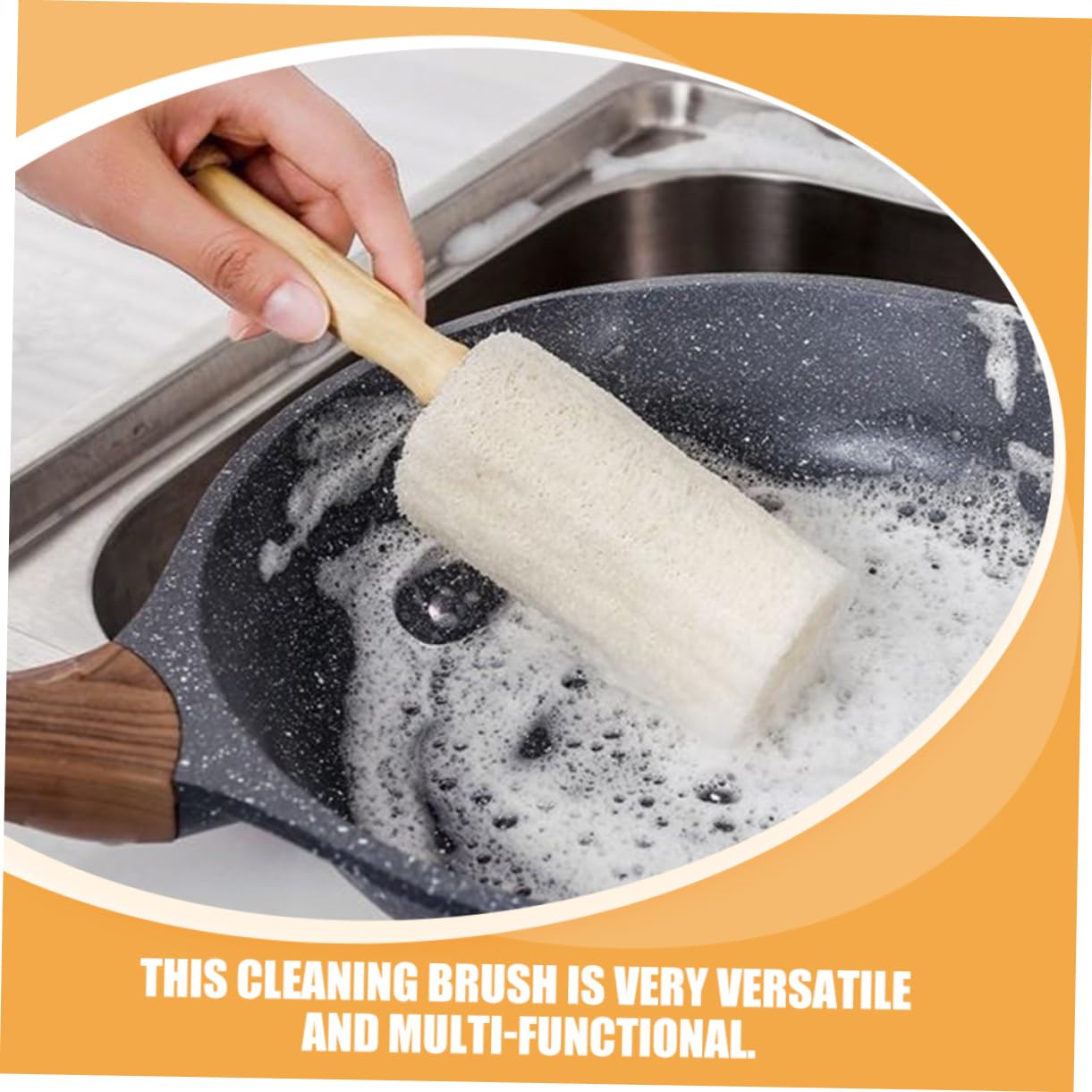 IMIKEYA 3 Set Spazzola Per La Pulizia Della Luffa Spazzola Per La Pulizia Delle Pentole Scovolino Da Cucina Detergente Per Bottiglie D'acqua Spazzola Da Cucina Di Legno Beige 3 Pezzi * 3