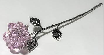 Long Stem Pink Crystal Rose - Pink Crystal Flower - Wedding Favor