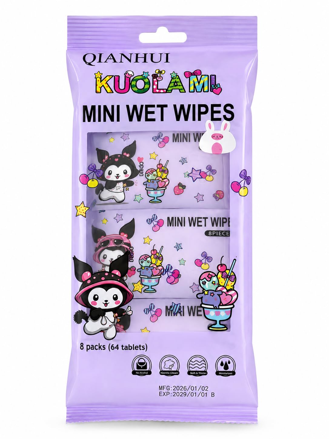 64 Wipes Mini Wet Wipes For Kids & Adult | Disposable Pocket Water Tissue | Alcohol & Fragrance Free | Skin Care Safe Baby & Adult | Travel Hand & Face Wipes Baby Sanitizing Cleansing/Moisturising Wipes.-image-16
