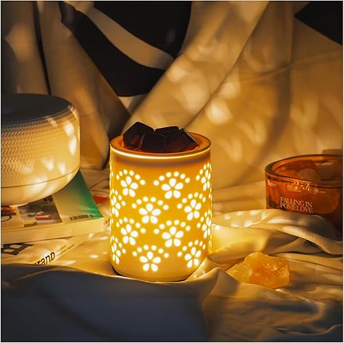 SALKING Calentador de cera de cerámica para derretimiento, calentador eléctrico de cera para cera perfumada, calentador de cera de velas con 2