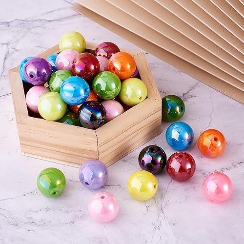 Miniatura 5 de Cheriswelry 100 cuentas de bola de goma de mascar redondas gruesas de 0.787 pulgadas de color AB sólido de 0.787 in, cuentas espaciadoras sueltas y