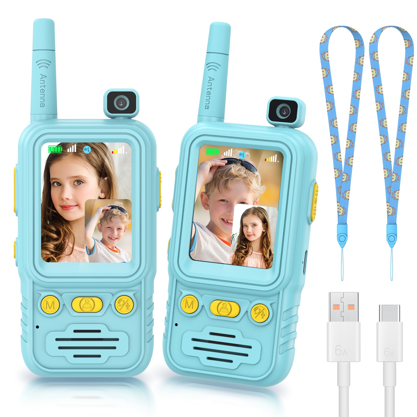 Kids Video Walkie Talkies 2 Pack, 180° Flip Camera for Selfie and Photo