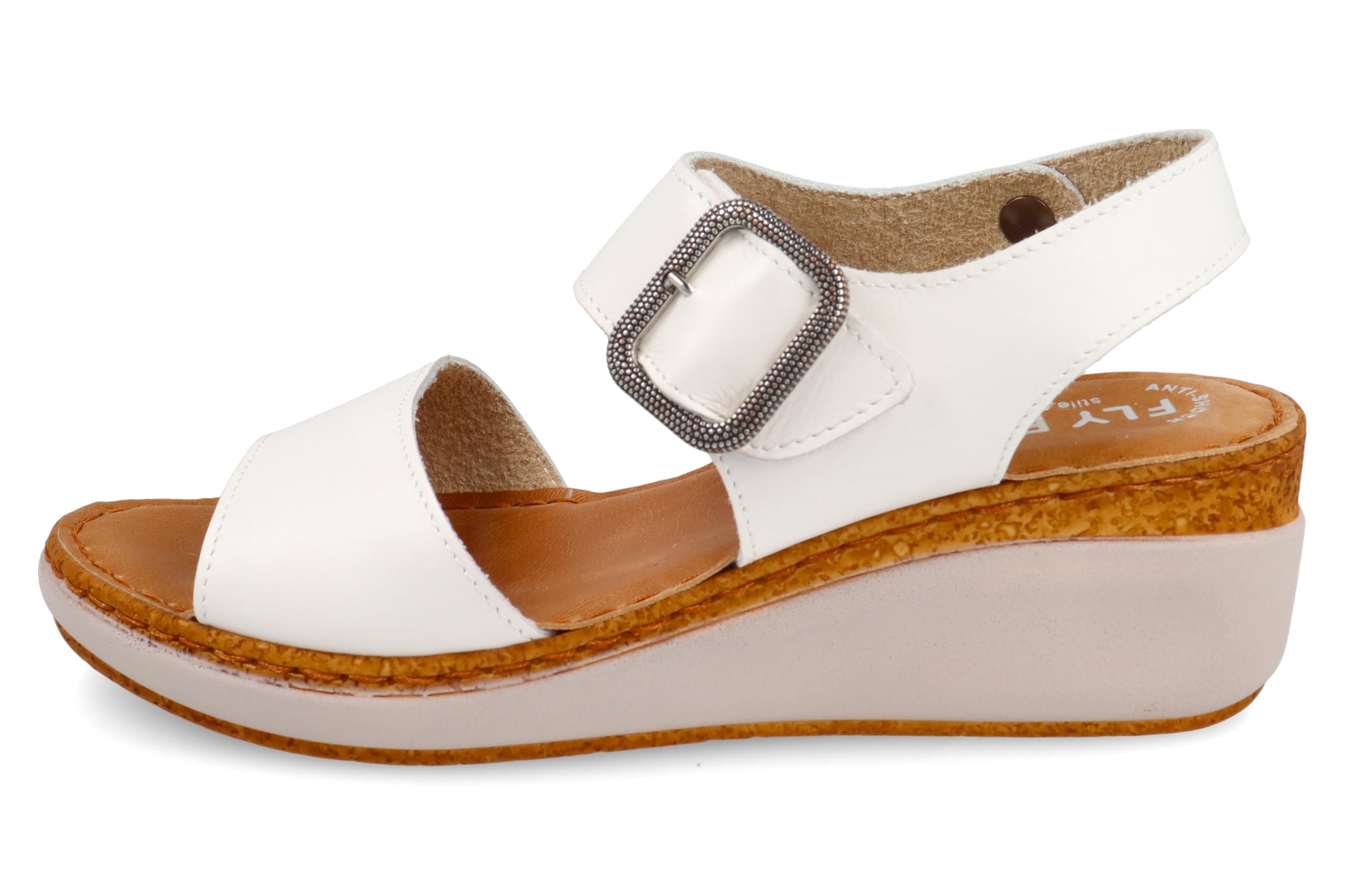 Fly Flot Sandali Donna Aperti Cinturino Regolabile, Sottopiede Imbottito Antishock In Pelle, Mujer