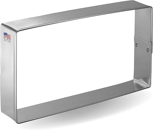 Foose Cortador de galletas rectangular de 3 x 5 pulgadas, acero de placa de estaño, fabricado en EE. UU