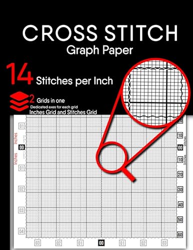 Cross Stitch Graph Paper Creating Embroidery Patterns and Needlework Design Large Print Din A4, 100 pages, 2 Grids in one, keep all your projects
