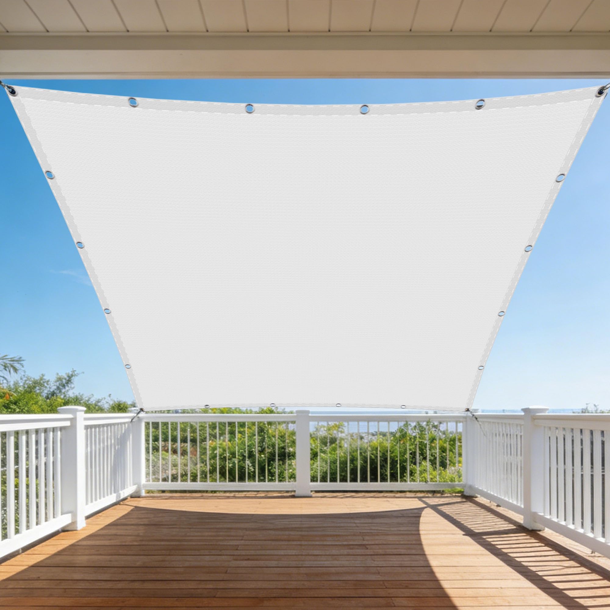 Voile d'ombrage 1 x 6.5 m imperméable haut de gamme blanc pour extérieur