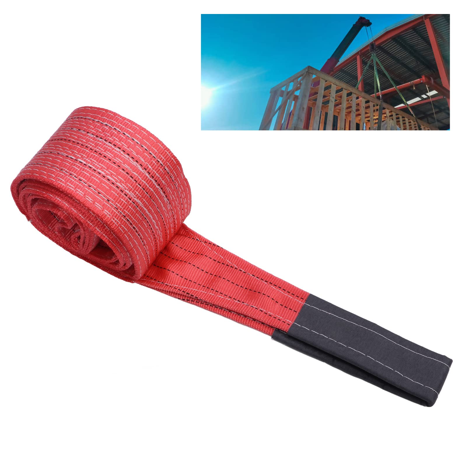 Cinghia di sollevamento Red Rigging da 5 T, imbracatura per sollevamento e traino con fibbia rinforzata, cintura in poliestere da 4 m / 13,12 ft per gru industriali e applicazioni