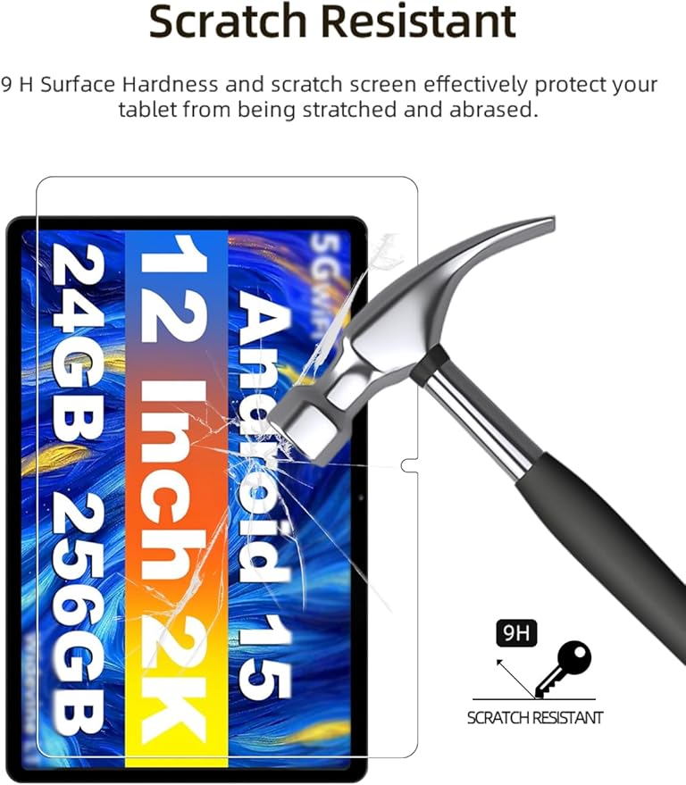 Protector de Pantalla de Vidrio Templado para JJGJ TAB9 12 Pulgadas, 2 Unidades miniatura 3