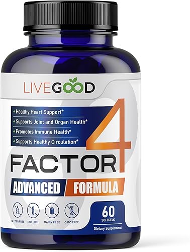 LIVEGOOD Factor 4, aceite de pescado Omega 3 con EPA y DHA, CoQ10 y cúrcuma, suplementos avanzados de coenzima Q10 y CoQ10, suplementos de DHA para