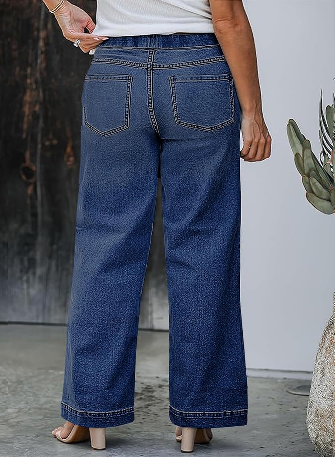 Eytino Womens Plus Size Jeans Straight Leg High Waisted Stretchy Denim Pull On Pants with Pockets(1X-5X) - Image 2