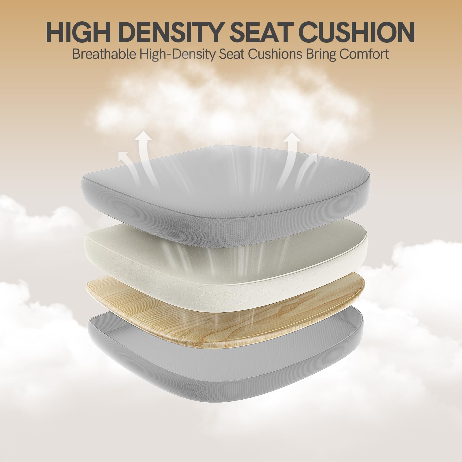 Silla de oficina ergonómica con reposabrazos abatibles de 90° y soporte lumbar, cojín de asiento de esponja de alta densidad, con elevación de gas (capacidad de 150 kg) y respaldo de malla