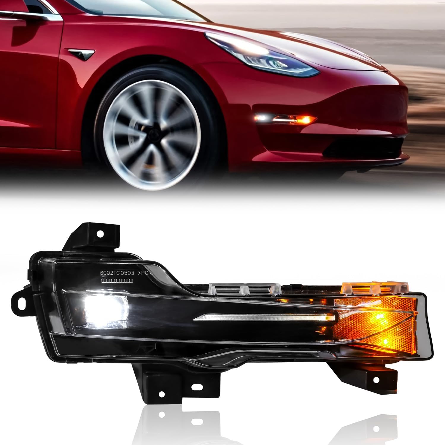 Led Fog Lights Drive Side Fog Lamps Compatible with 2017-2023 Tesla Model 3 & 2020-2024 Tesla Model Y Fog Light Assembly Driver/Left Side 1077391-00-D, 1077391-00-E, 1077391-00-F 1077391
