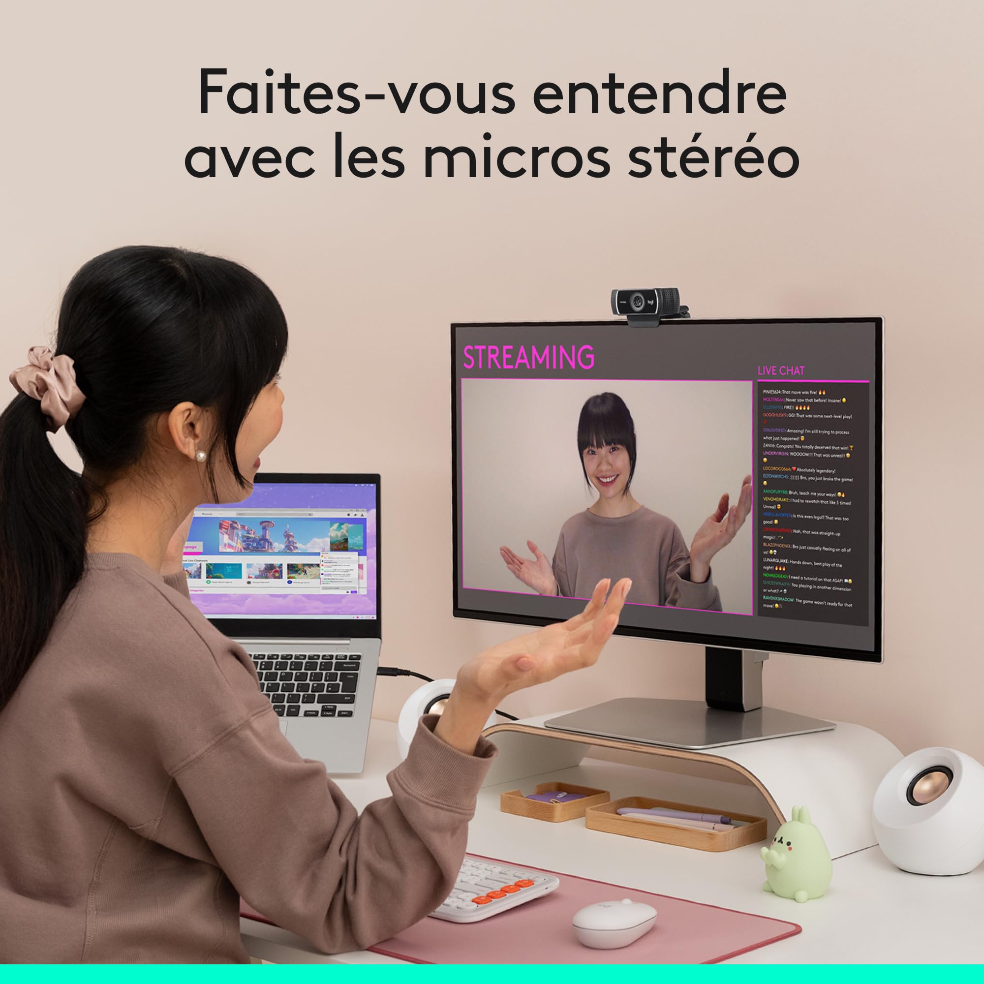 Logitech C922 Pro Stream Webcam, Streaming Ultrarapide HD 1080p/30ips/HD 720p/60ims, Audio Stéréo, Correction HD, Mise au Point Automatique, Youtube, Twitch, Camera PC/Mac/Portable/Macbook/Tablette