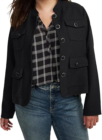 Torrid Womens Plus Size Tweed Pocket Jacket