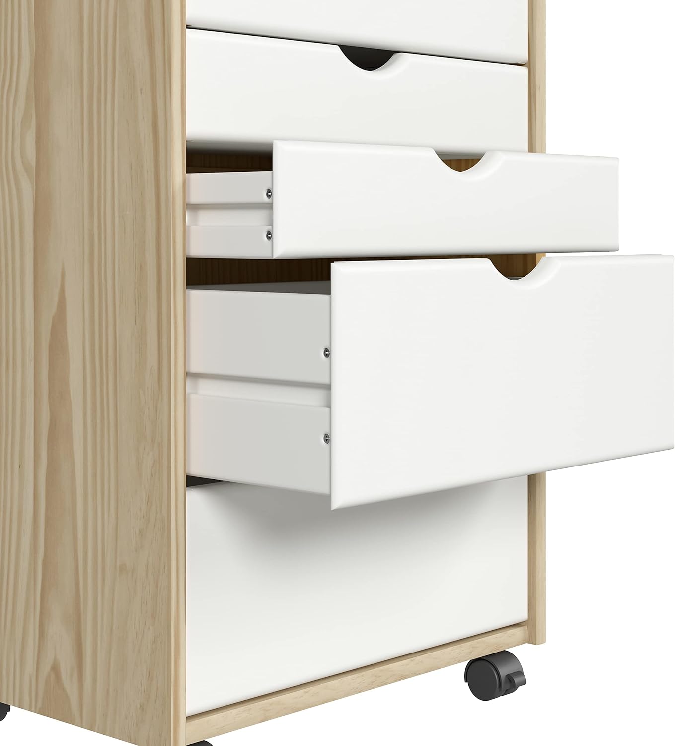 Jela Original Roll Cart, Solid Wood, 6+2 Drawer Extra Wide Drawers Roll Carts, White