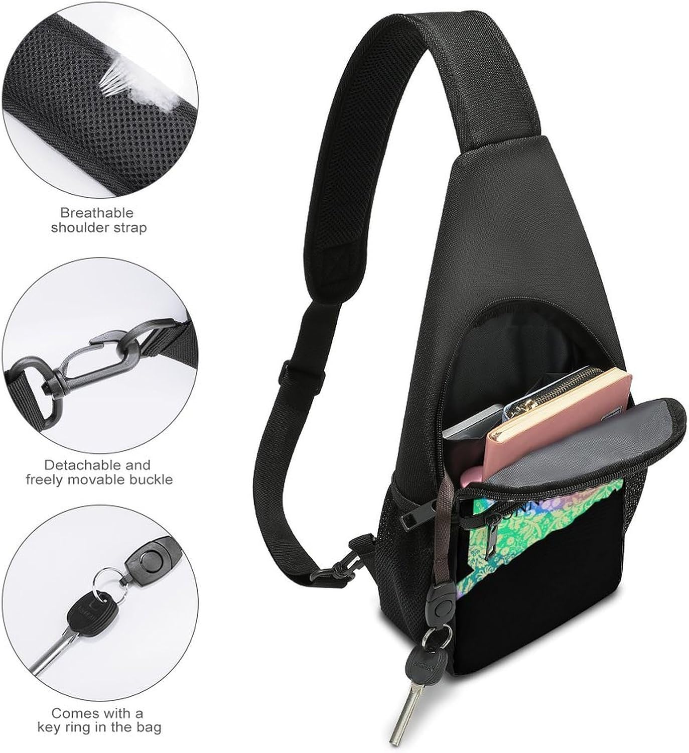 Connecticut Map Tie Dye Crossbody Sling Backpack Chest Bag Daypack | unisex,trendy,with convertible and detachable shoulder strap,side pockets