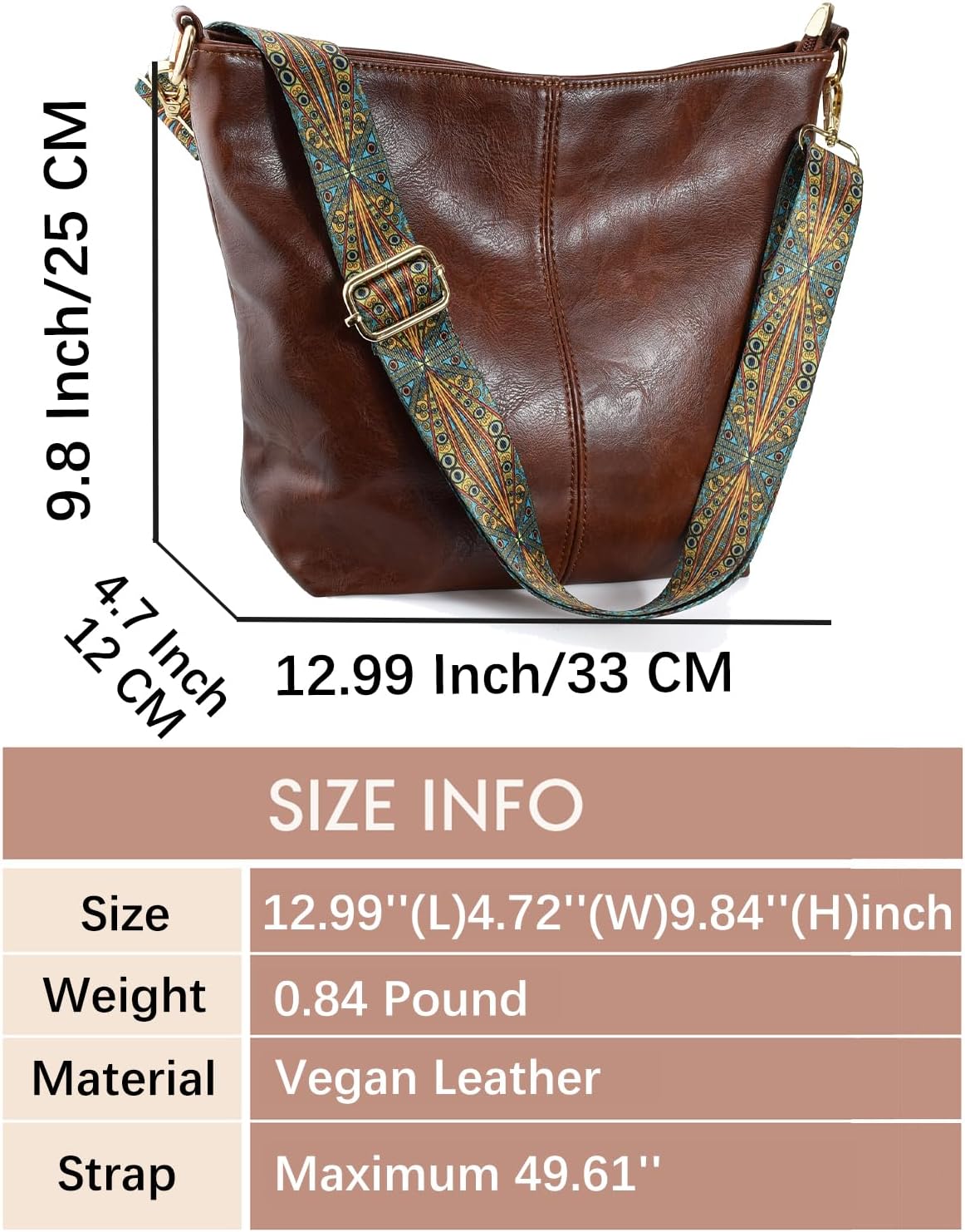 Hobo Bags Vegan Leather Crossbody Bag Guitar Strap Shoulder Purses with Zipper Handbags for Women - Image 6