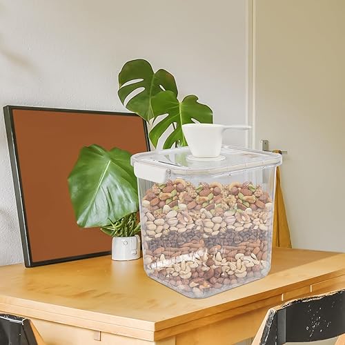 Miniatura 6 de Recipiente hermético transparente para arroz de 22 libras con taza medidora, contenedor de almacenamiento de arroz sellado, sin BPA, 1 paquete
