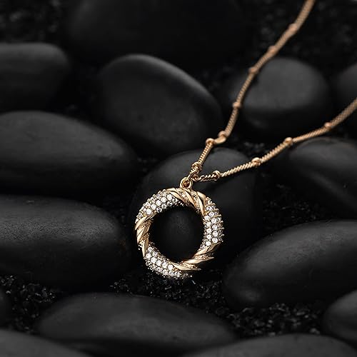 Miniatura 6 de LOYATA Collar con colgante de luna, chapado en oro de 14 quilates, con diseño de media luna, luna llena y círculo abierto para mujer