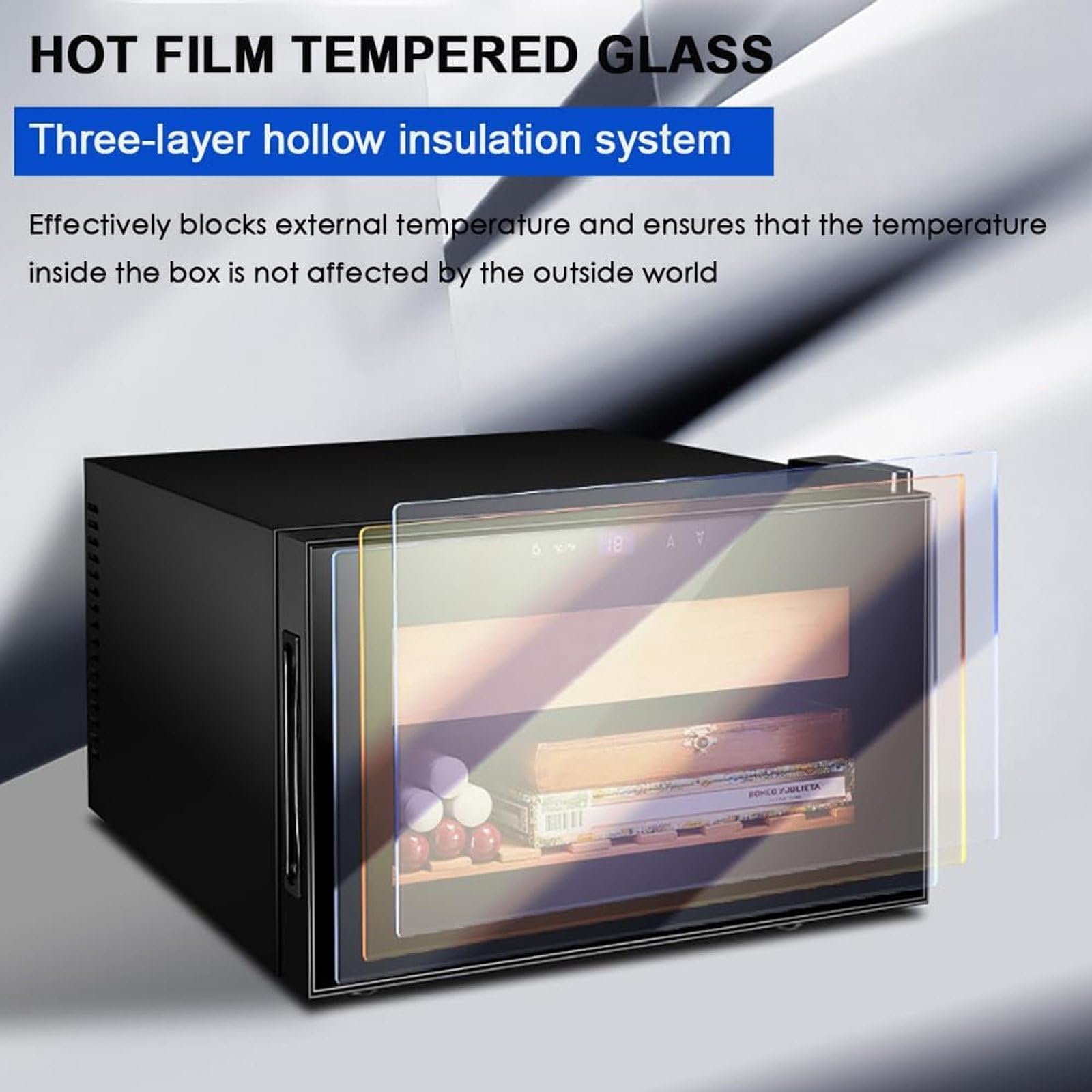 25-Liter-Humidor-Zigarrenschrank, 60-W-Mini-Elektro-Zigarrenschrank, Temperaturbereich 11–18 °C, Intelligente Touch-Steuerung, Bietet Platz Für Bis Zu 150 Zigarren, Für Väter, Ehemänner