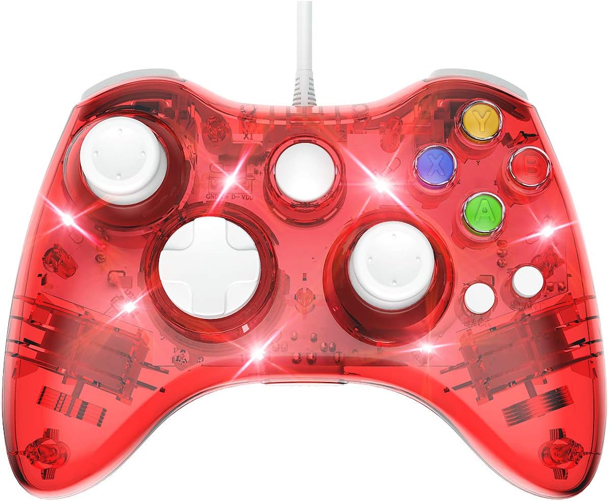 Wired USB Game Controller for Microsoft Xbox 360 Console/PC Windows7/8/10 Gamepad (Red)