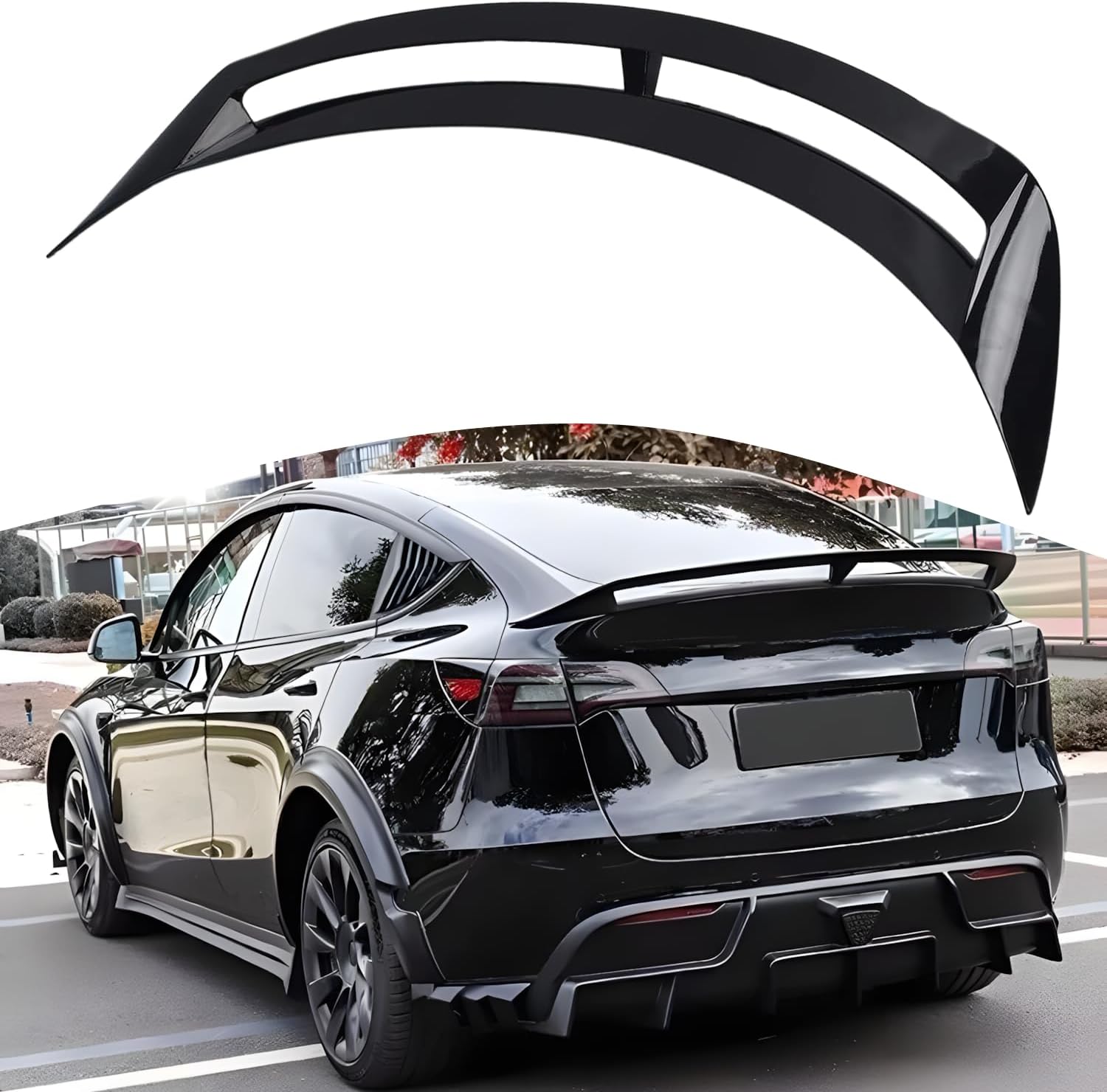 Rear Spoiler for 2020-2024 Tesla Model Y, High Performance GT Style ABS Rear Trunk Wing 3M Tape No Drill Top Back Spoiler Tesla Model Y Body Kit Exterior Accessories (Gloss Black)