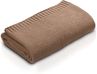 Baby Blankets for Boys Girls, 100% Cotton Nursery Blankets Swaddle Blankets for Baby, 40 x 30In Baby Blankets Unisex - Soft and Lightweight (Khaki)