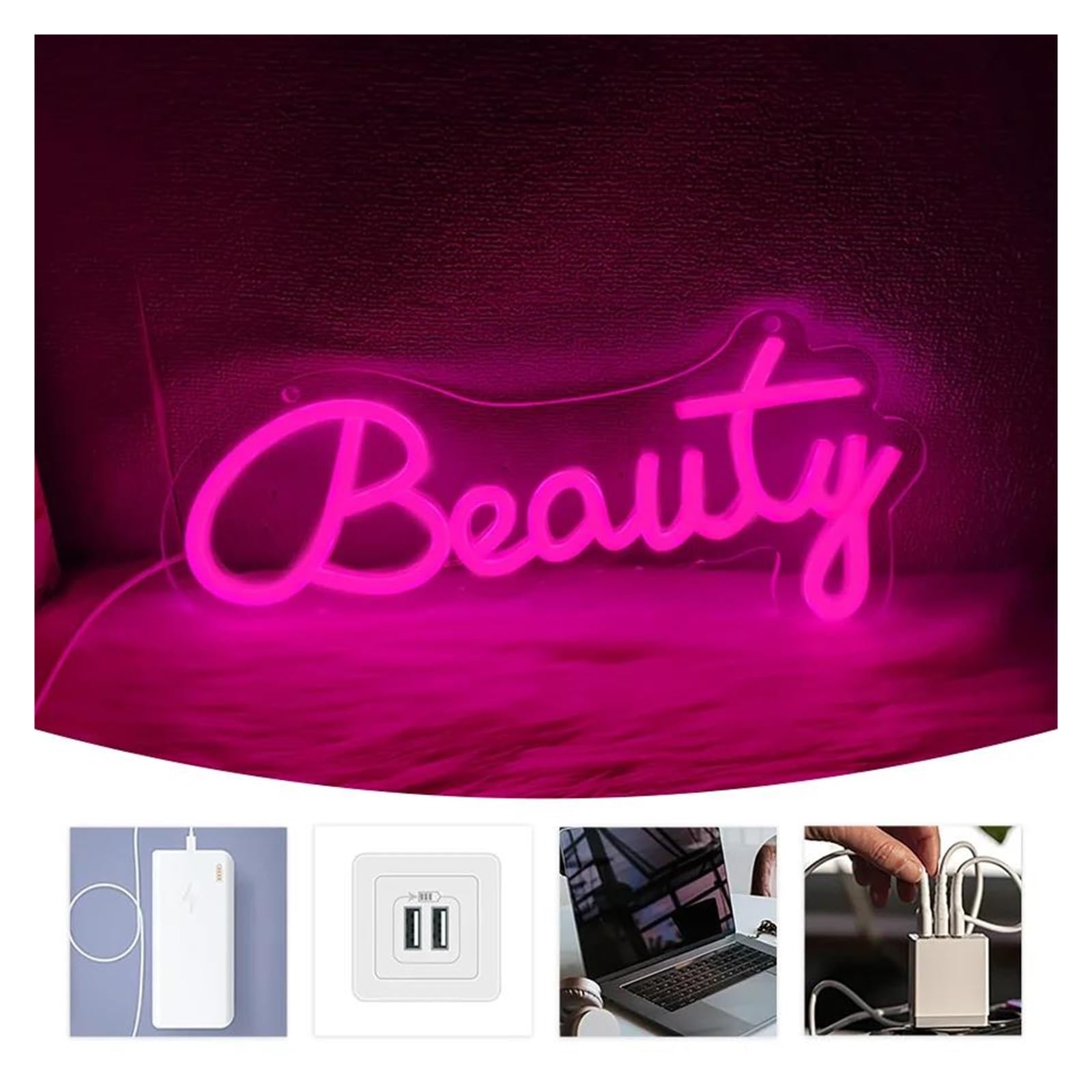 XENITE Luces Art Decoration Christmas Letrero De Neón Beauty Con Luz Regulable Para Peluquería Salón De Belleza Habitación De Adolescentes Tienda Decoración De Pared 32cmx14.5cm