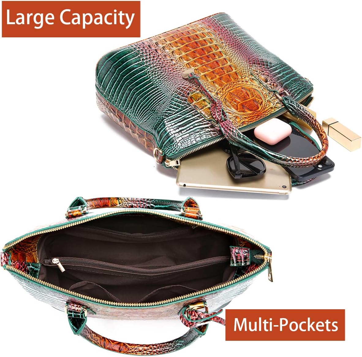 Crocodile Handbag Women Purse Satchel Bag Crossbody Classy Tote Bag Top Handle Vegan Leather Ladies Handbag purses - Image 3