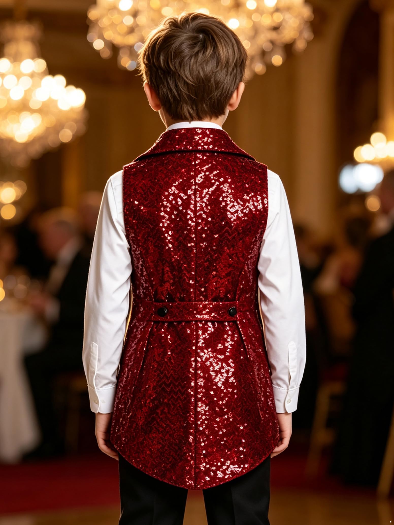 inlzdz Bambini Frac Con Paillettes Gilet Da Bambino Revers Classico Formale