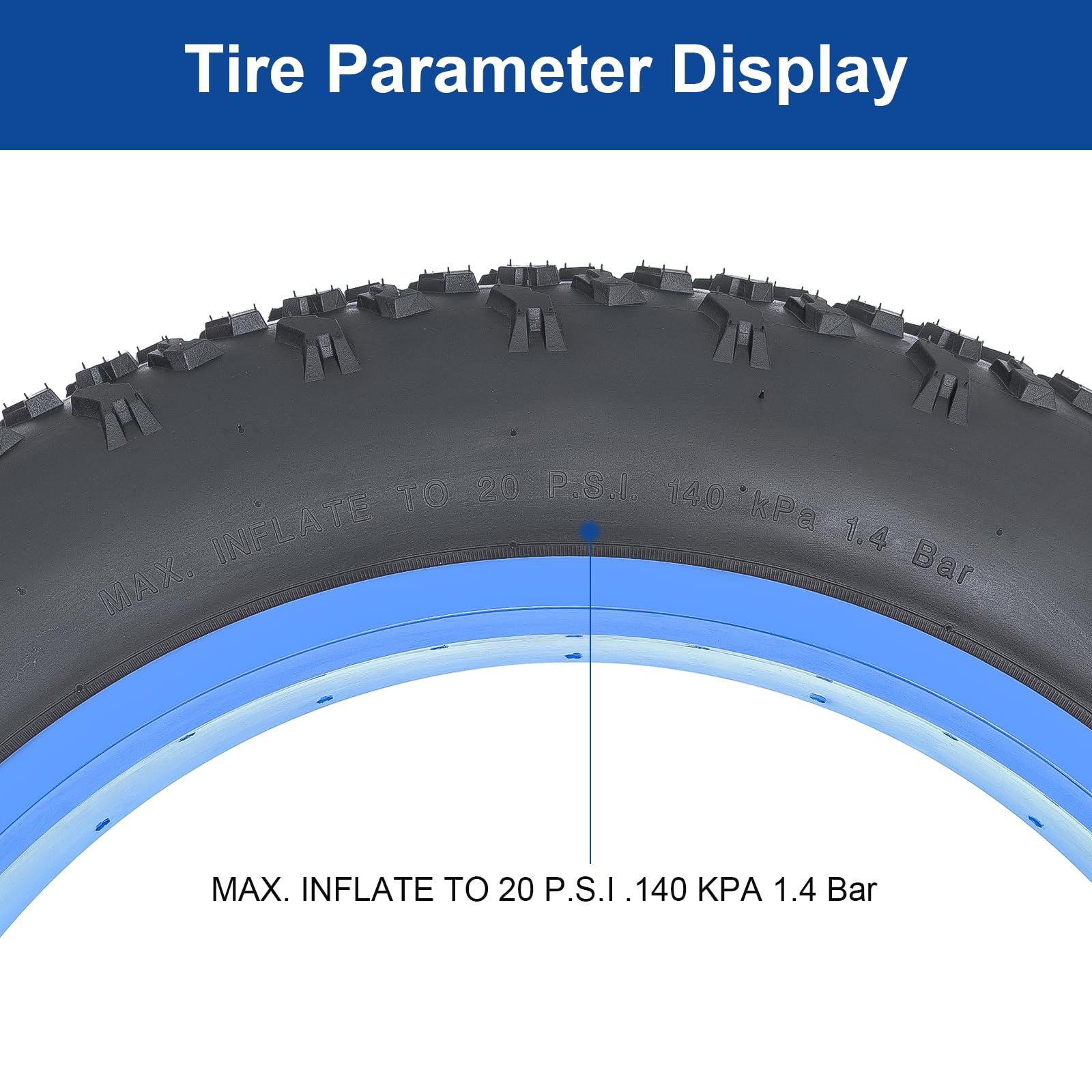 20x4.0 Fat Bike Pneu 102-406 Pneus 20x4 Pliable, pneus 20 pouces adaptés aux pneus de vélo 20 x 4,0 Ebike/Mountain/Road/City Roues de secours (E)