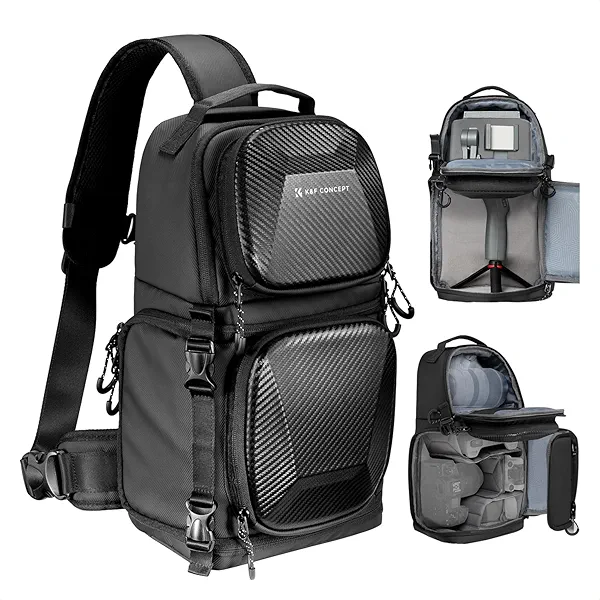 K&F CONCEPT Camera Sling Bag Crossbody Bag Hardshell Camera Shoulder Backpack DSLR/SLR/Mirrorless Camera Case Photography Bags for Photographer