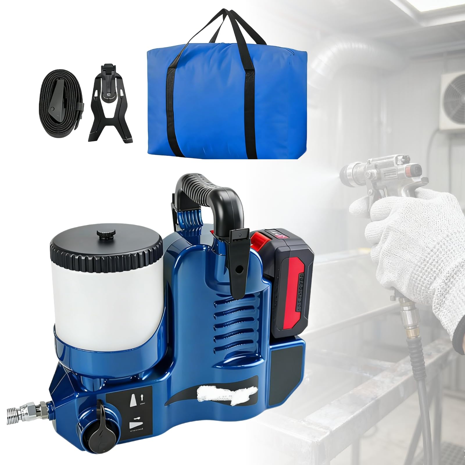 Máquina de pintura en aerosol con batería de litio 21V y tanque de 1.2L para pintura doméstica