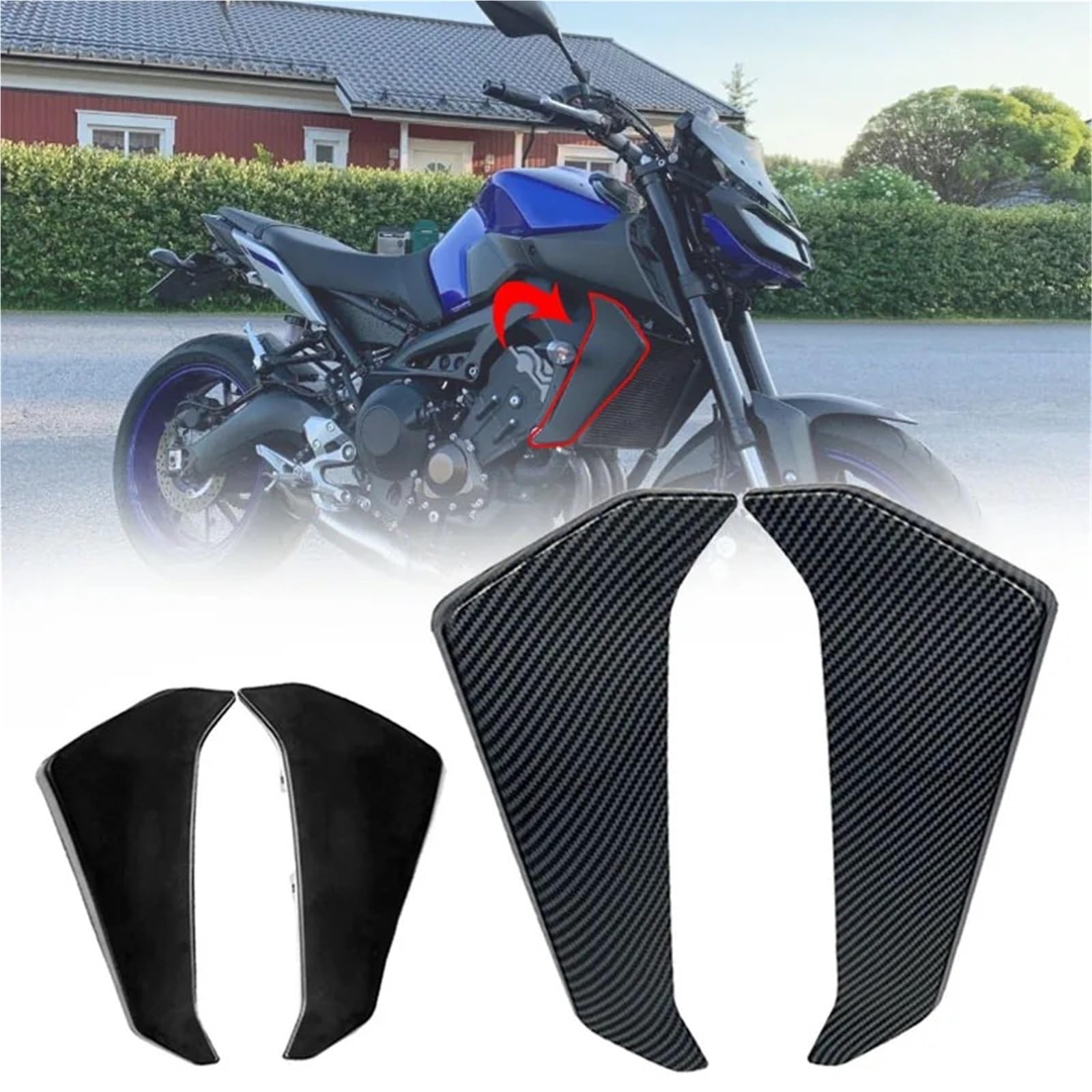 Spoiler Moto Per MT09 Per MT-09 2017 2018 2019 2020 Accessori Moto ABS Plastica Radiatore Pannelli Laterali Della Copertura Protezione Carena(Unpainted Right Ony)