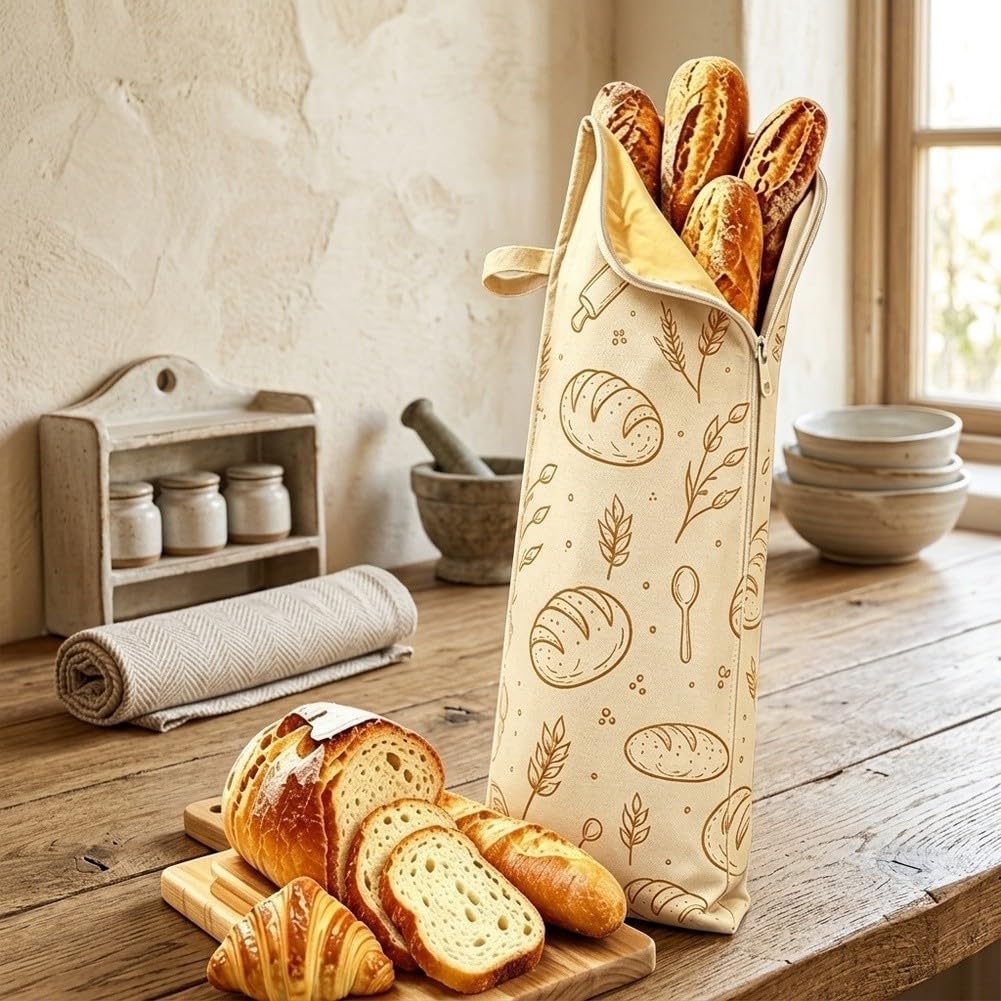 Sacchetto per il pane in cera d'api in cotone naturale riutilizzabile per impasto e pane fatto a mano 17 x 70 cm, set da 2 pezzi, traspirante, regolazione dell'umidità, senza plastica, conservazione