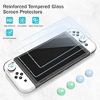 Vista 5 de Younik Switch OLED Accessories Bundle, 17 in 1 Blue Switch Oled Accessories Kit for Girls Include Switch Carrying Case, Adjustable Stand, Protective