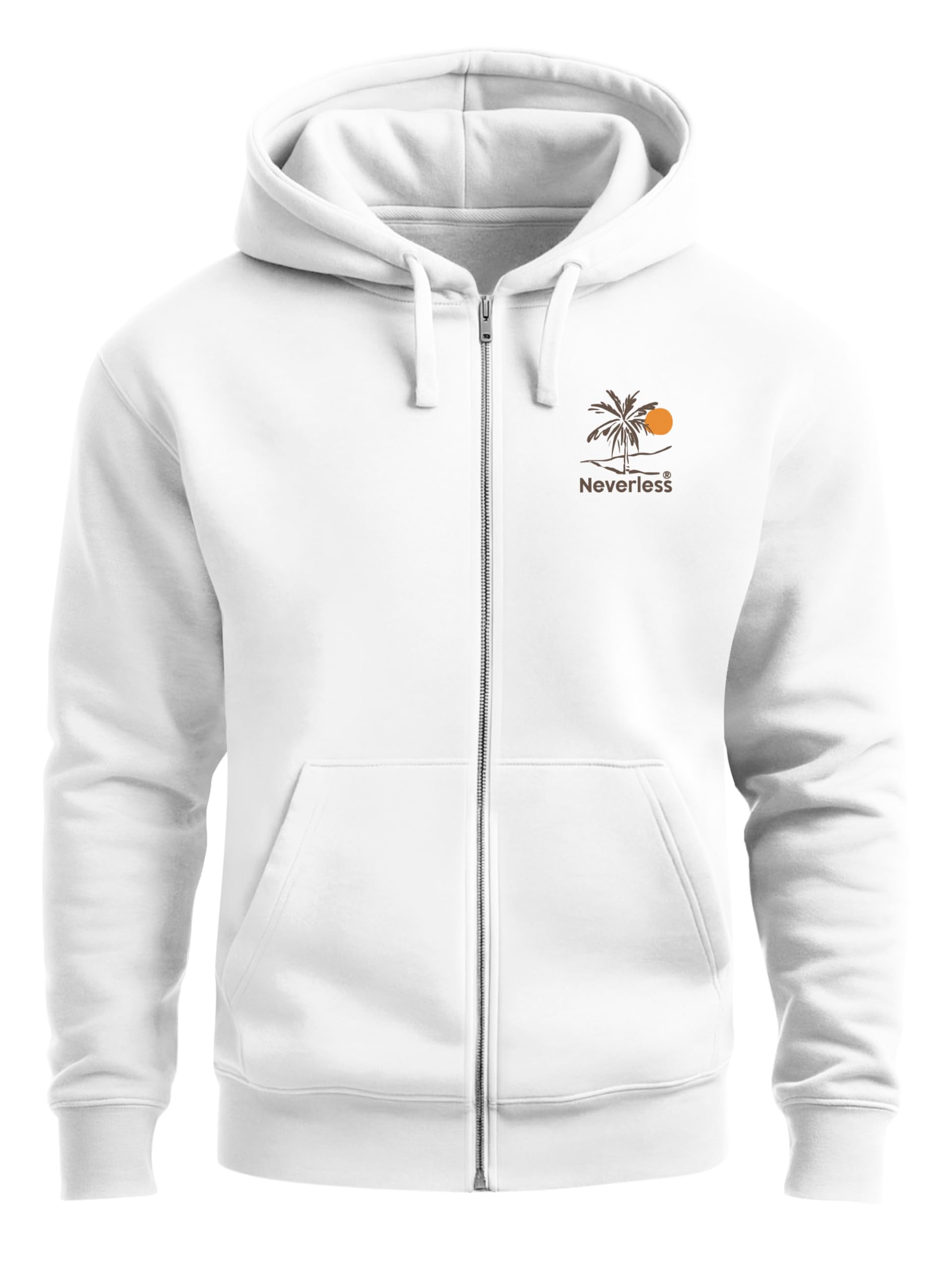 Neverless® Herren Sweatjacke Backprint Palme Graphic Design Zipjacke Zip-Hoodie Männer Fashion Streetstyle