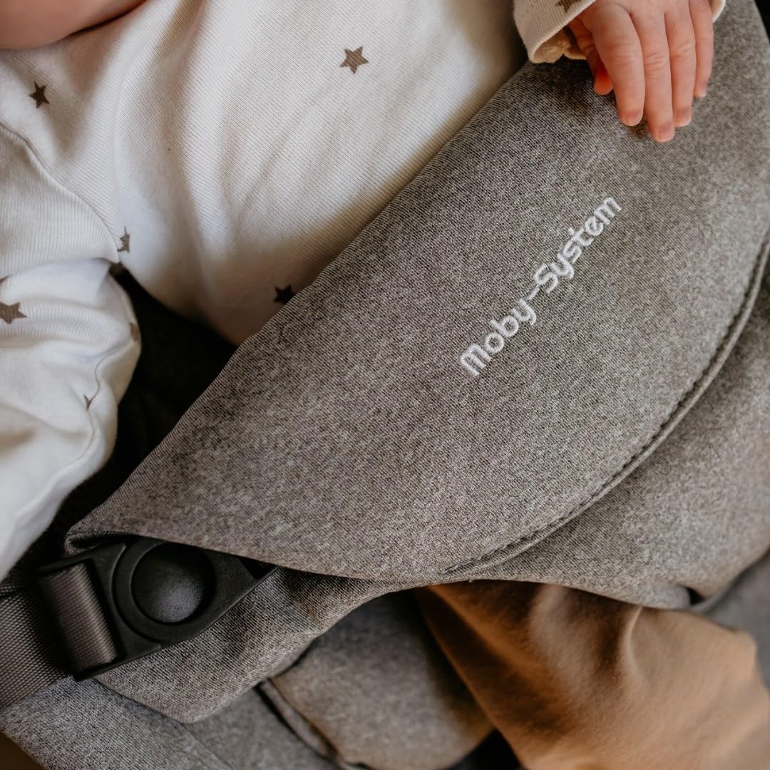 Moby-System Hamaca Bebé LILY 2 en 1 - Hamaquita Mecedora con Cojín Reductor y Arco de Juegos - Reclinable 3 Posiciones, Tejido de Lino Transpirable, hasta 9 kg - Gris