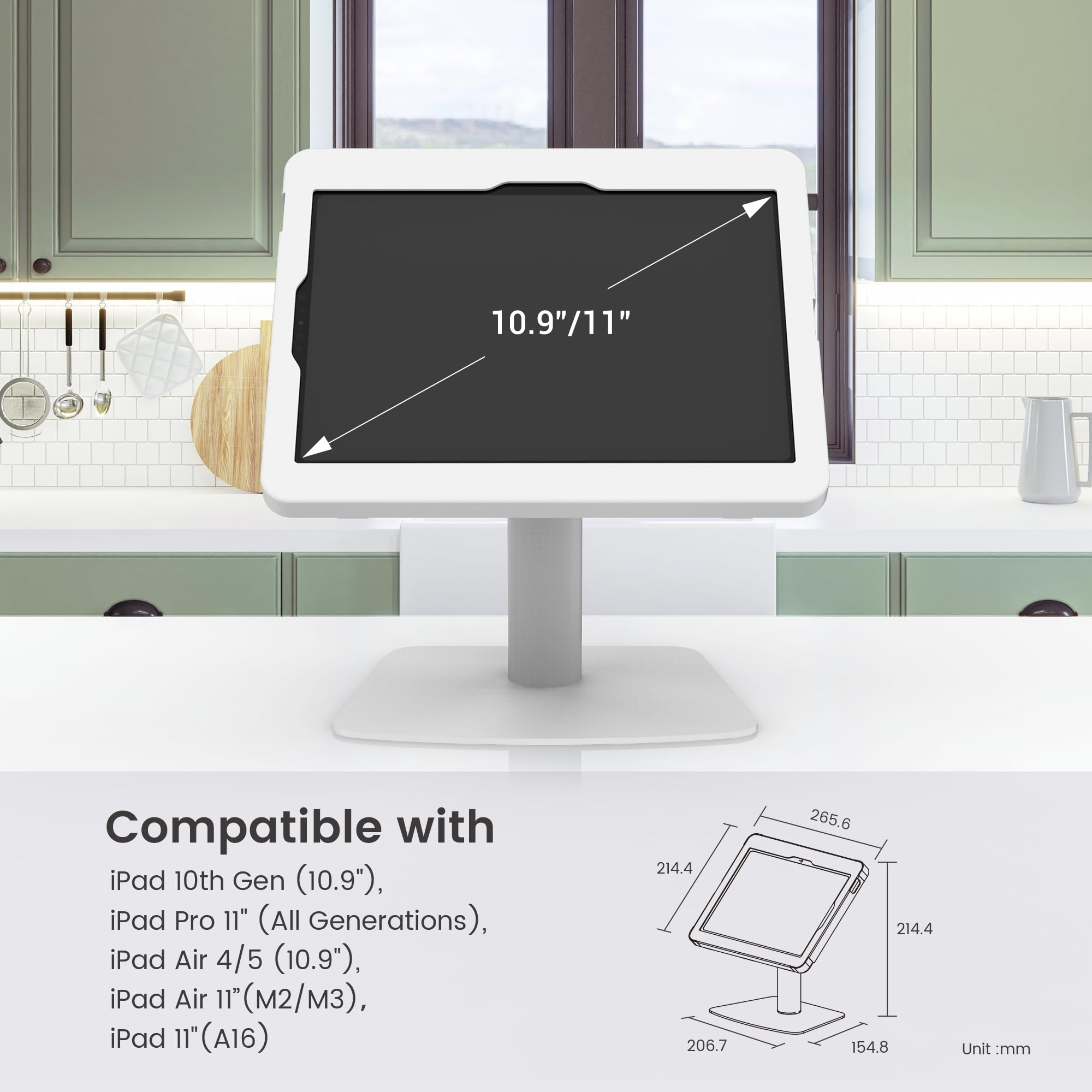 Tablet-Ständer mit Tastensperre und 180° verstellbarer, freistehender Halter, kompatibel mit 11 Zoll iPad 10th, Pro 11 Zoll 1 2 3 4, Air 4 5, Air 11 Zoll (M2/M3), iPad 11 Zoll (A16) – BSC205WA