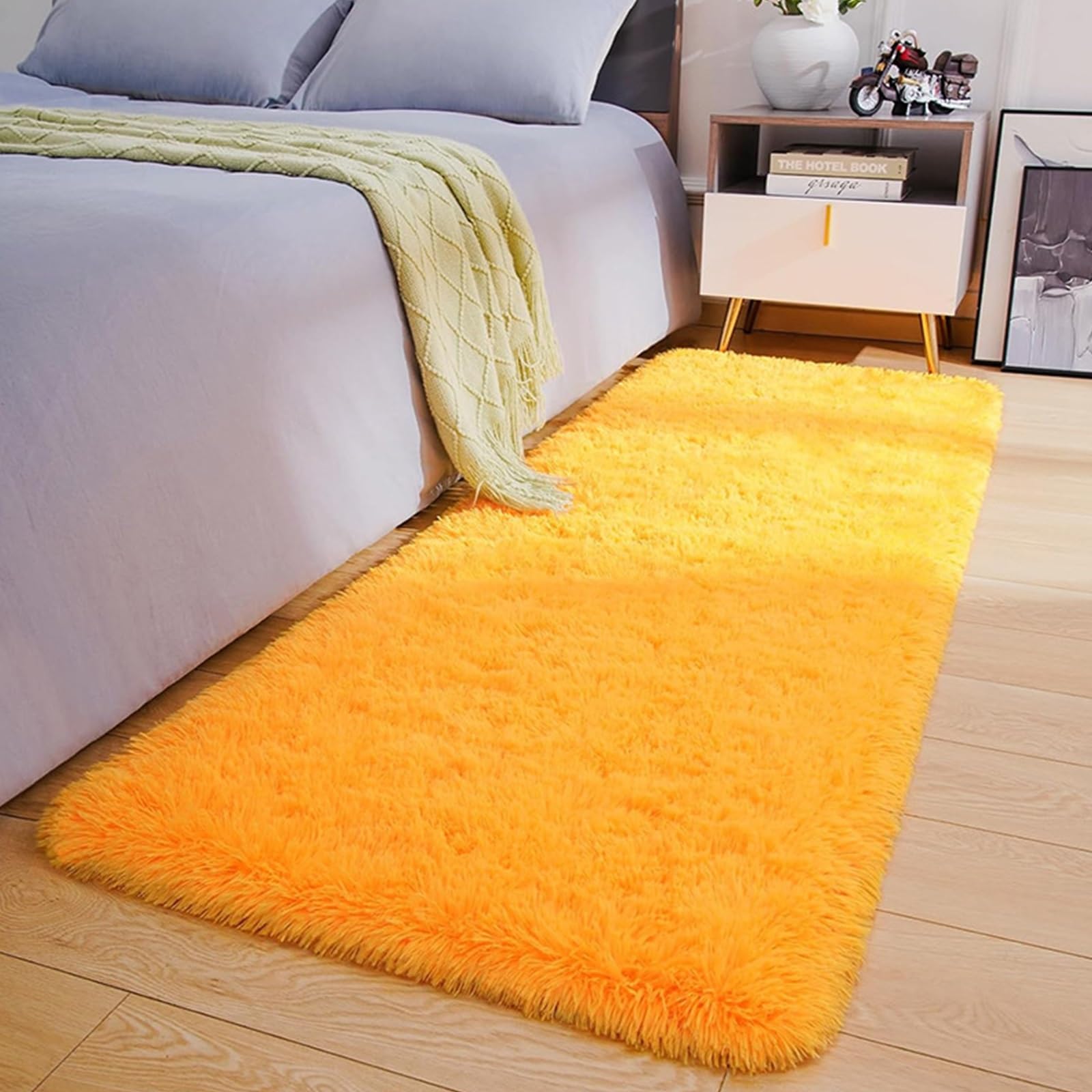 XUEDNGM Alfombra Salon de Habitacion 190 x 280 cm Modernas Pelo Largo Lavables, Suave, Esponjosa, Antideslizante Alfombras Salón Grandes Pelo Largo para Salón, Amarillo