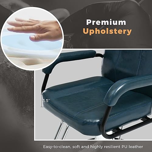 Miniatura 3 de Veemuaro Silla de salón para estilista silla hidráulica de altura ajustable con bomba hidráulica resistente silla de peluquería giratoria de 360