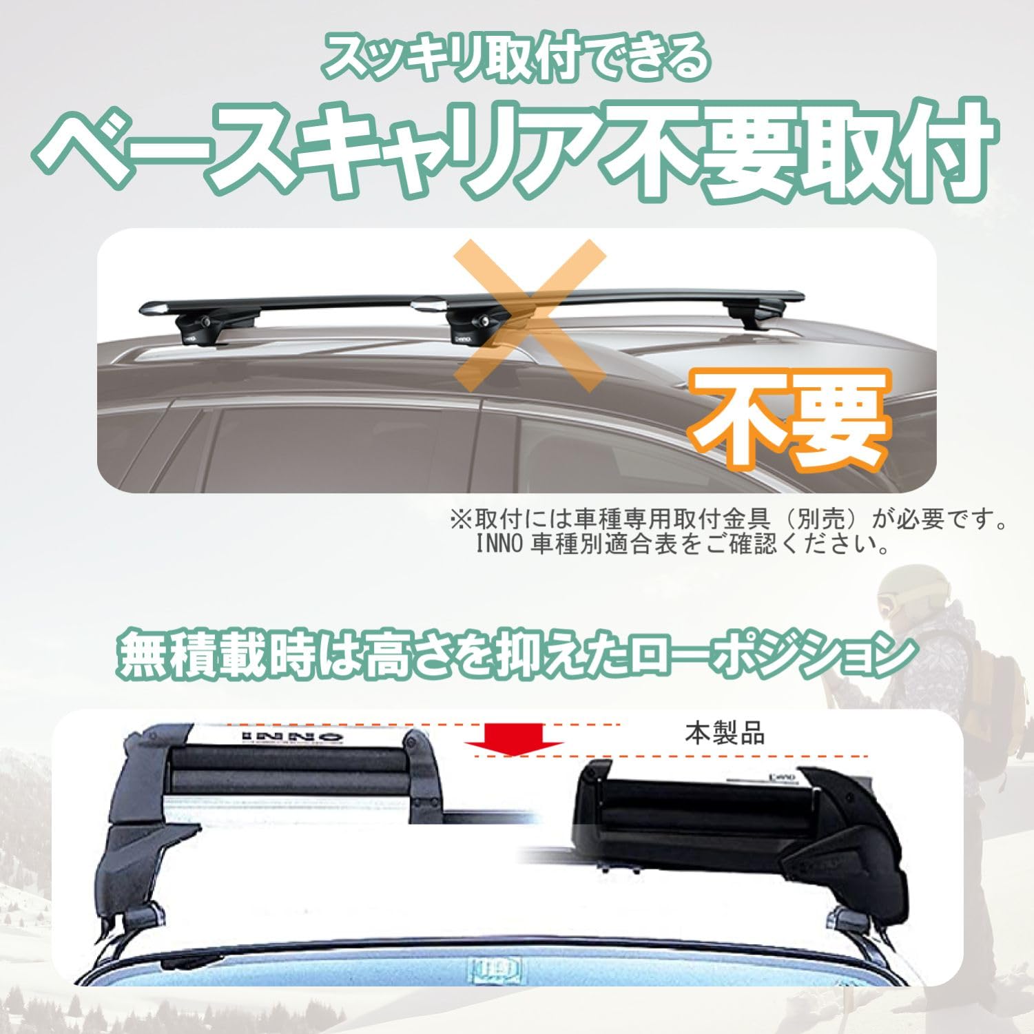 Amazon.co.jp: カーメイト inno イノー 車載 ルーフキャリア スキー