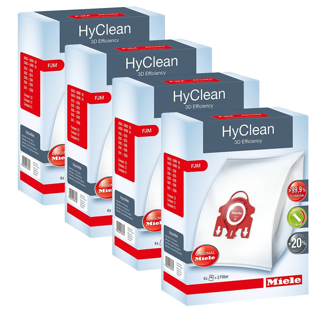 Miele Maxipack F/J/M HyClean 3D Efficiency - Caja con 4 paquetes de bolsas para aspiradora, color rojo