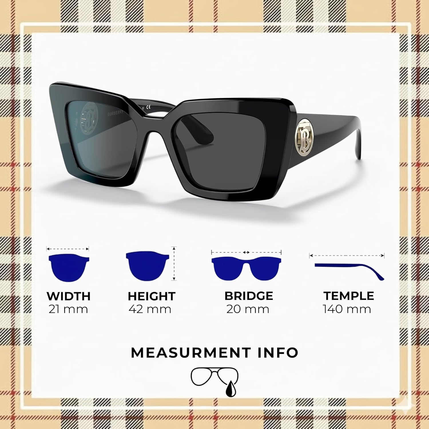 BURBERRY Daisy BE4344 Square Shape Acetate Sunglasses with Luxury Eyewear Kit - Image 5