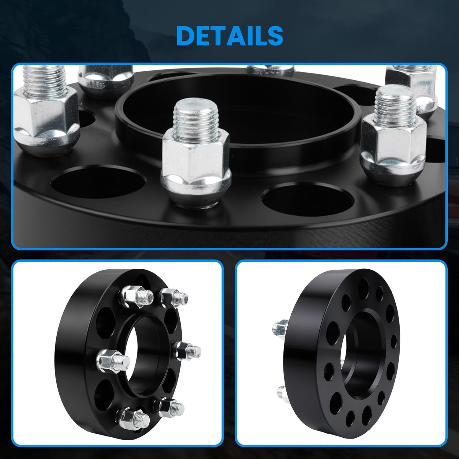 6x135 Wheel Spacers Hubcentric Real Forged Spacers Center Bore 87.1mm M14x1.5 Studs for 2015–2025 F-150, 1.5"(38.1mm) 2015–2025 Expedition, 2015–2025 Navigator/Lobo for 6 lug Set of 4 Black