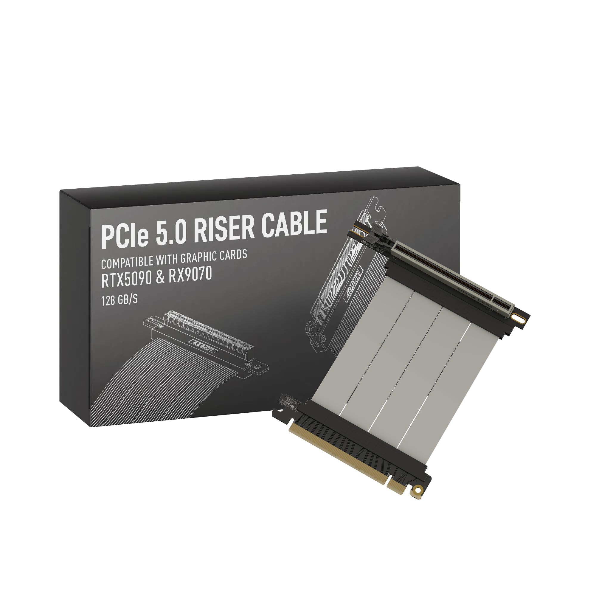 LINKUP PCIe 5.0 Riser Cable | Vertical GPU Mount | Right Angle, 10cm
