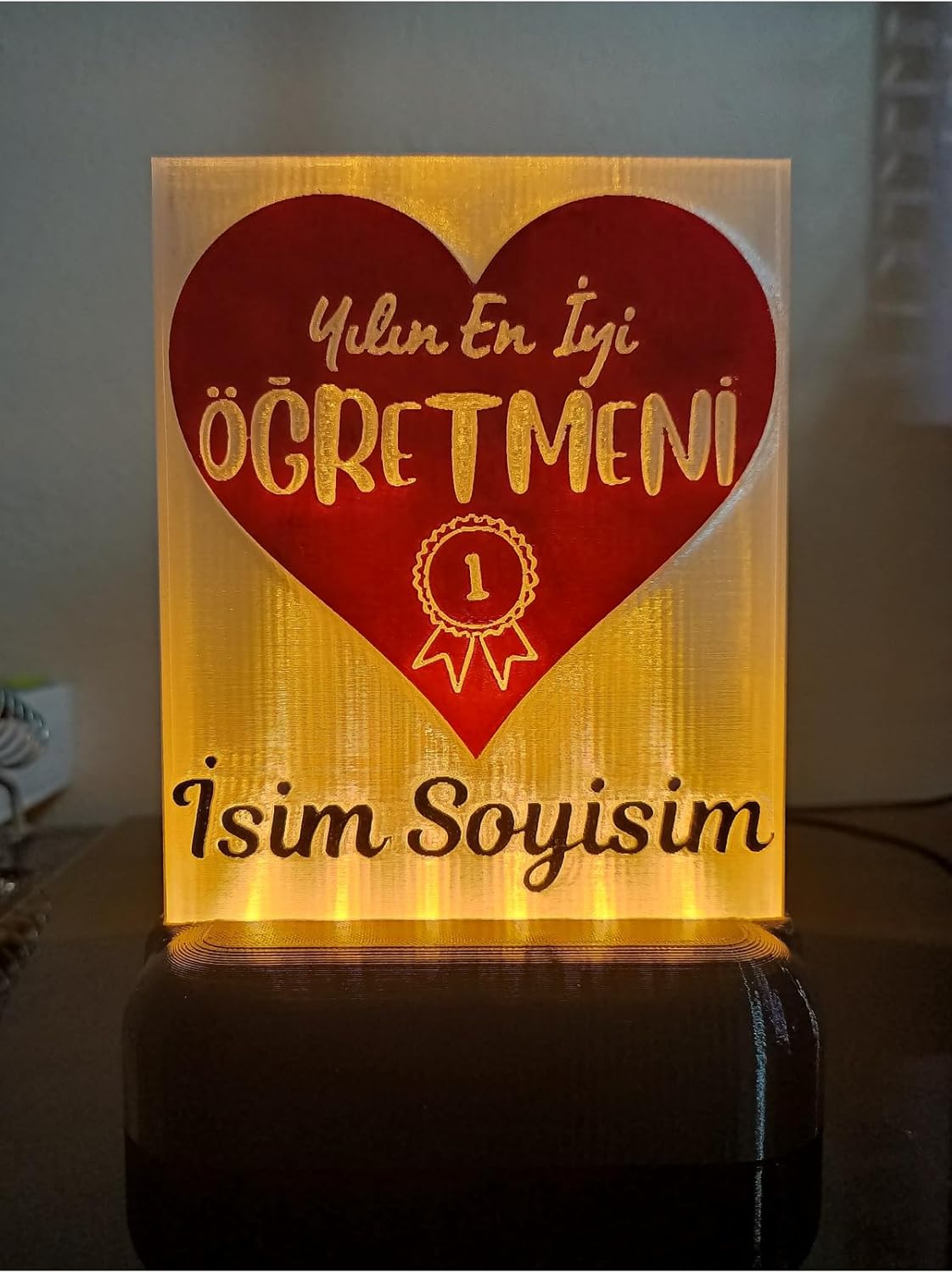 SODEF Personalized LED Desk Lamp for Teachers, Custom Name, Amber Light, Appreciation Gift, Home Decor, USB Powered, Suitable for Teacher's Day - Amber Led, One Size