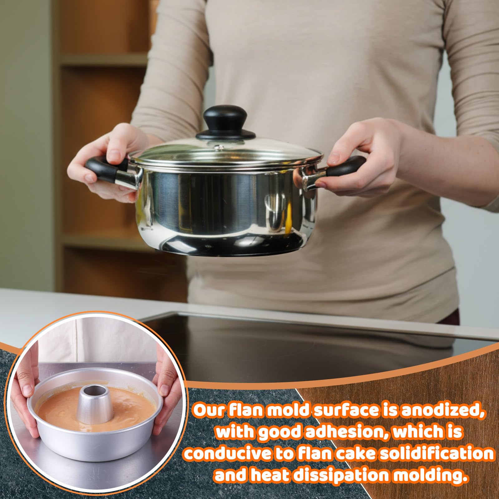 LemonRoad Flan Mold & Double Boiler Set -5
