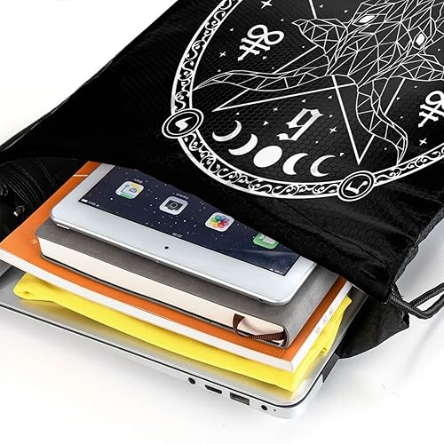 Miniatura 4 de JOocla Baphomet Satanist Goat Ram Drawstring Backpack Bag Large Gym Sackpack Yoga Packet